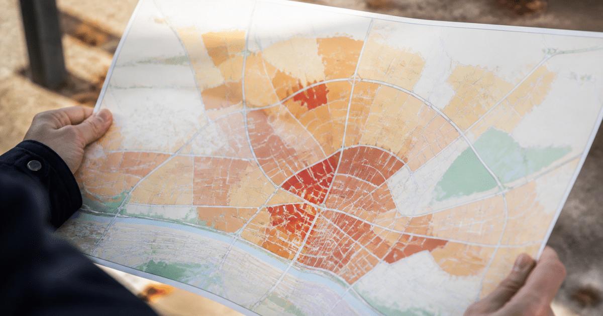 Carte de Bourges avec densité de population par quartier