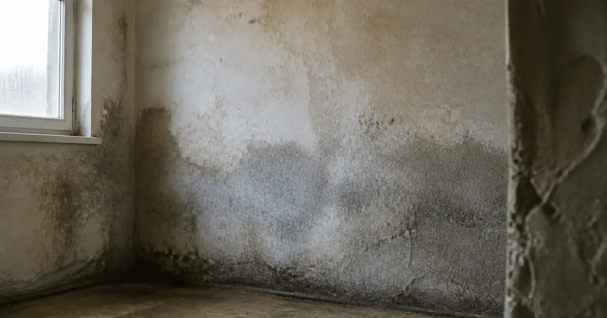 Murs humides avec condensation et infiltration d'eau souterraine