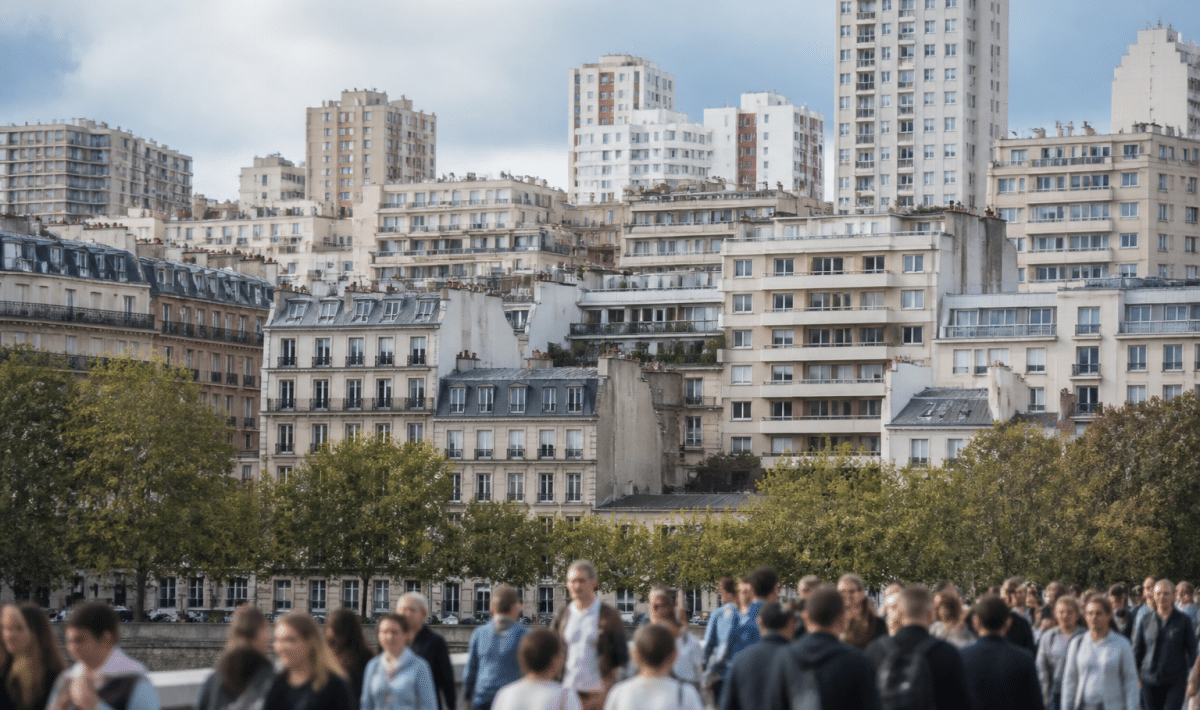 Graphique montrant population croissante ville française barres verticales